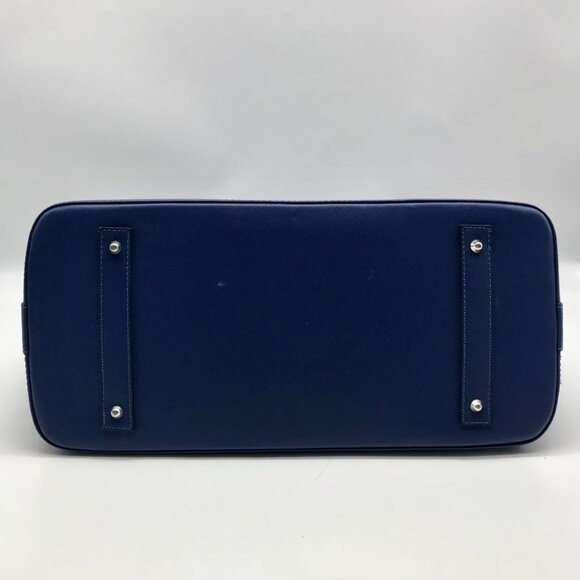 Pulicati Blue Leather Large Dome Convertible Satchel  Bag - Picture 5 of 10